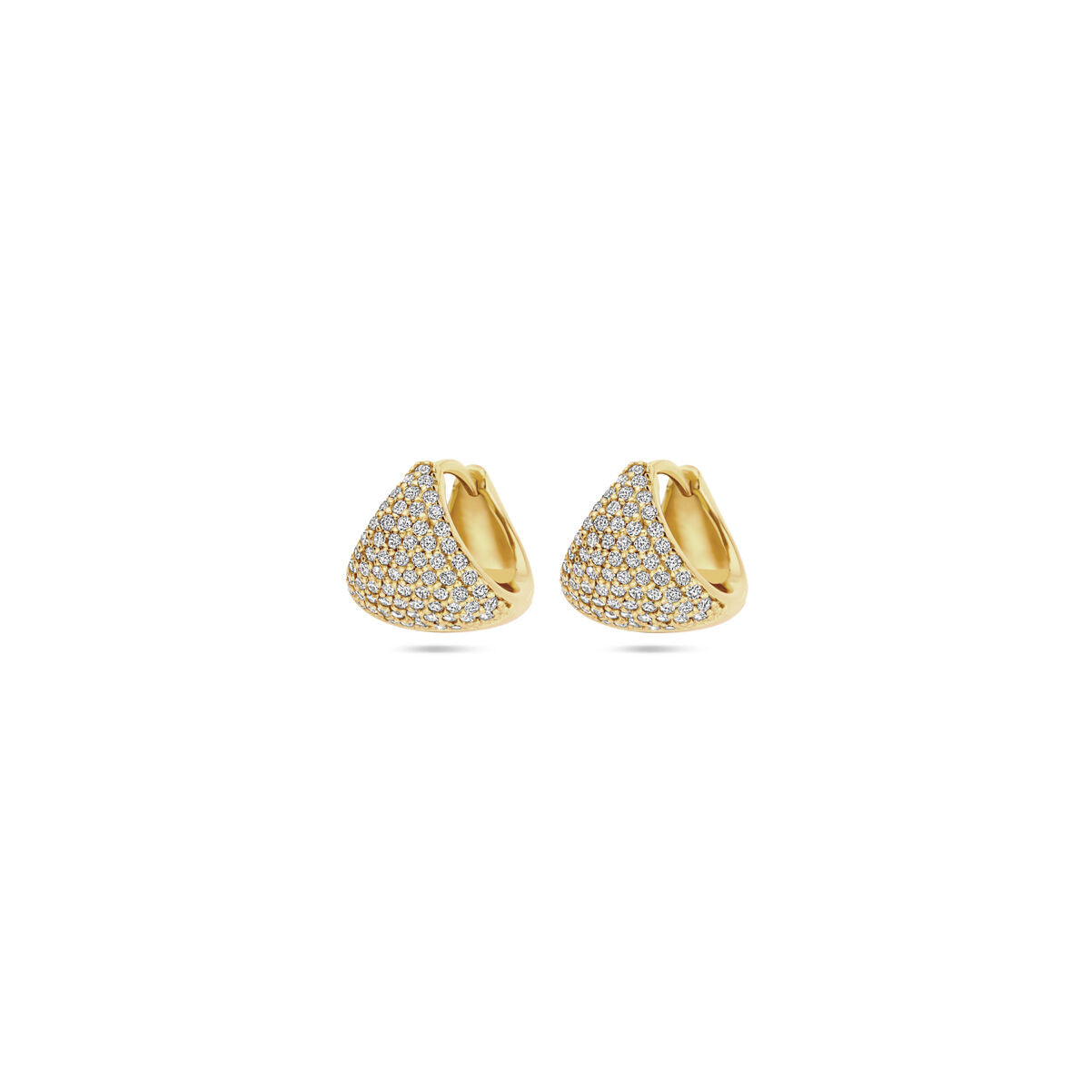 Pendientes de aro dorados con zirconias brillantes, de 11 mm y acabado en plata de 1 micrón.