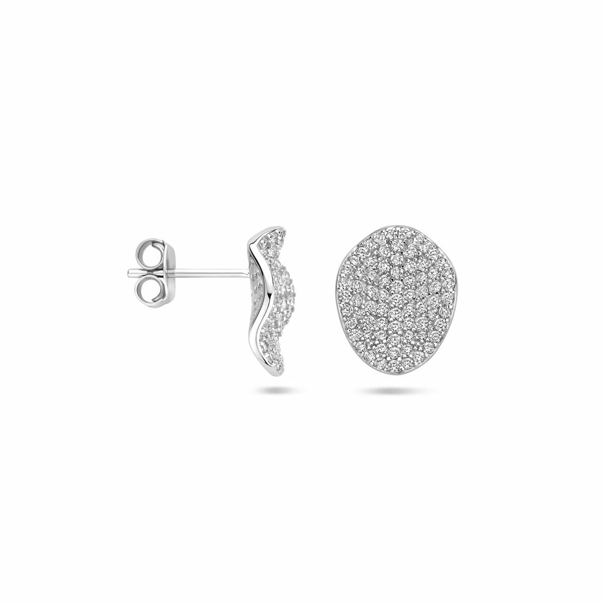 pendientes de botón circonita 13 mm plata rodiada