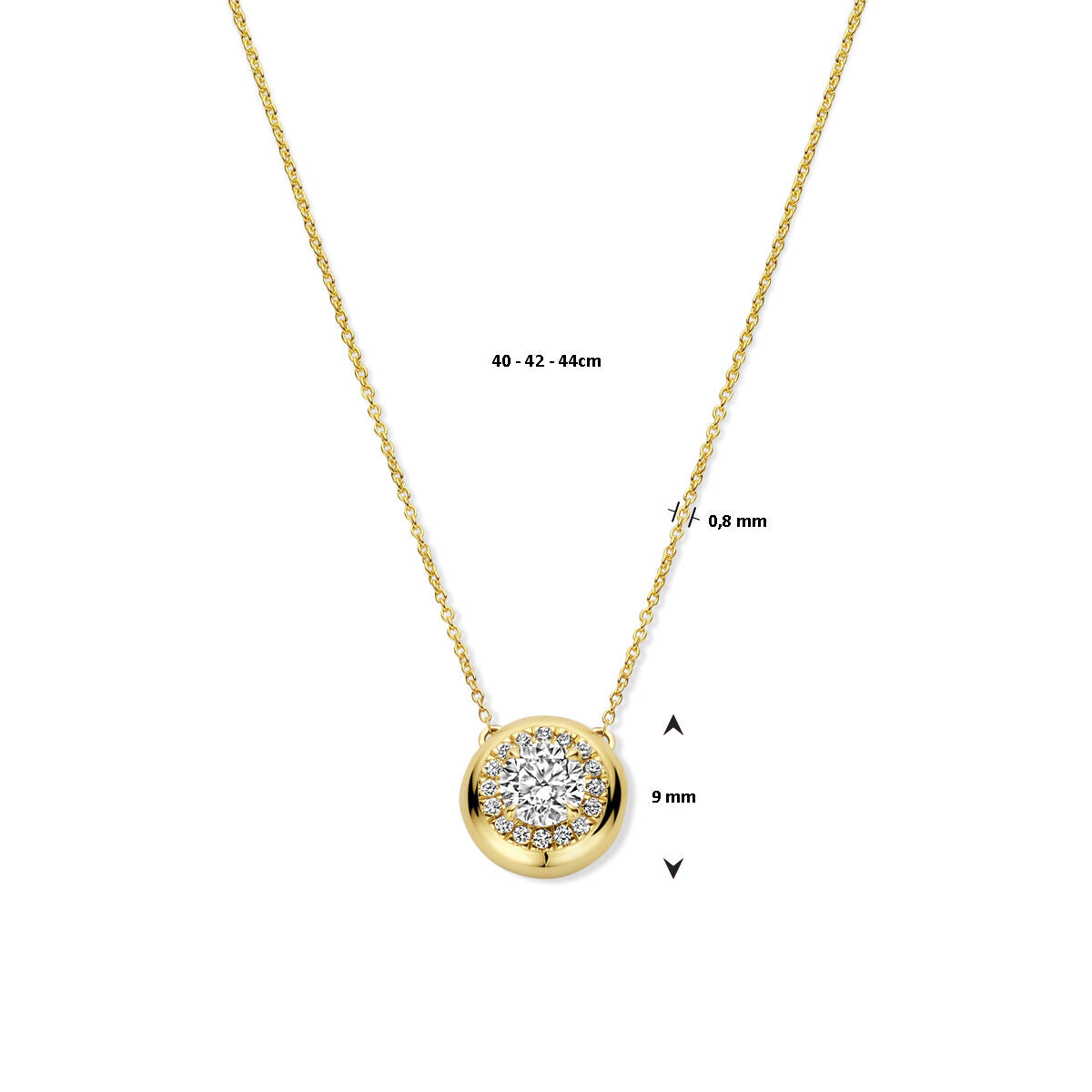 collar diamante cultivado en laboratorio 0.49ct h si 14K oro amarillo