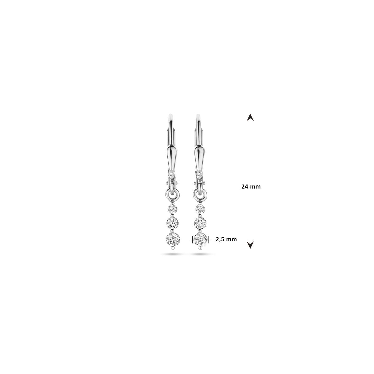 pendientes de zircón brisur gancho 24 mm plata rodiada