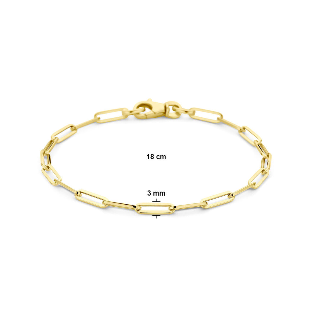 Gouden armband dames paperclip vierkante buis 14K