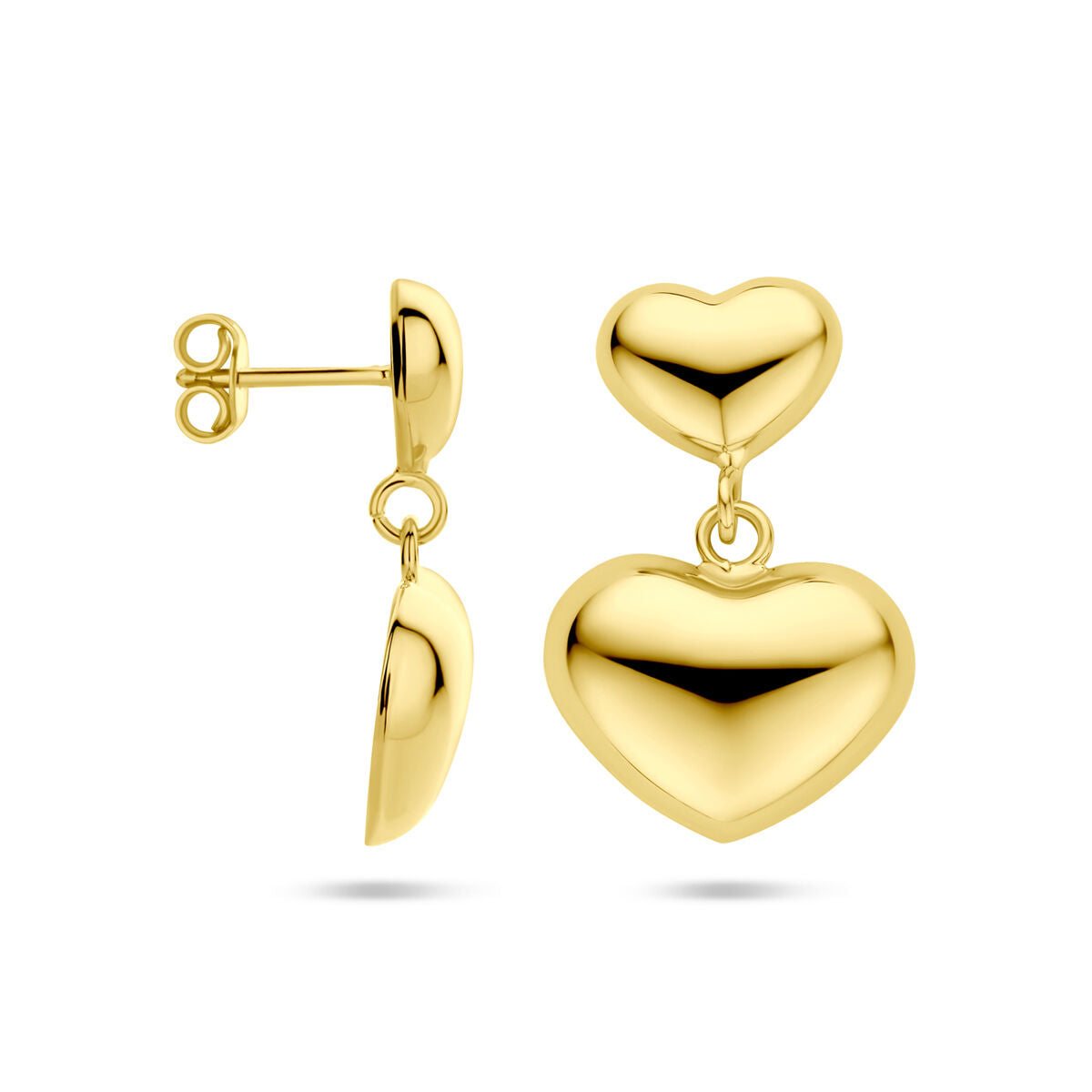 pendientes de corazón 26 mm 1 micron plata chapado en oro amarillo