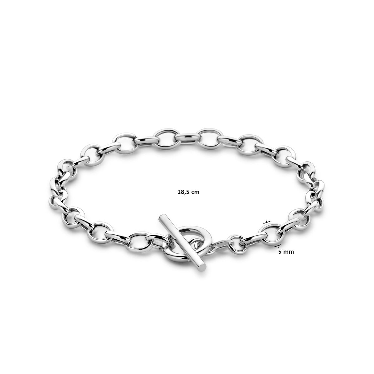 pulsera marine 5 mm 18,5 cm con cierre de capiteles en plata rodiada