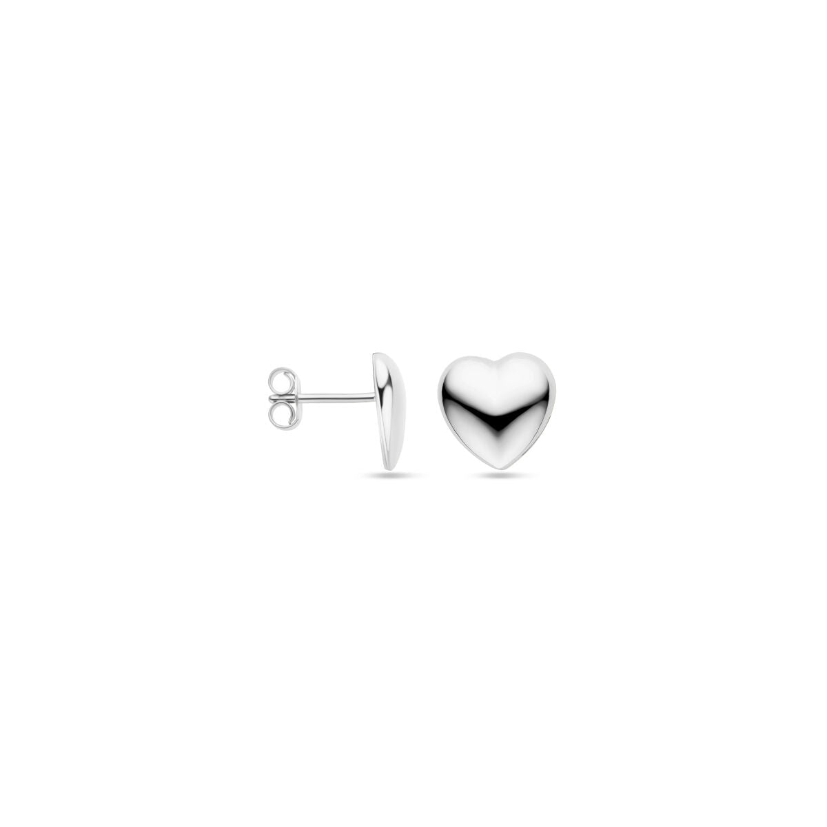pendientes de botón corazón 11 mm plata rodiada