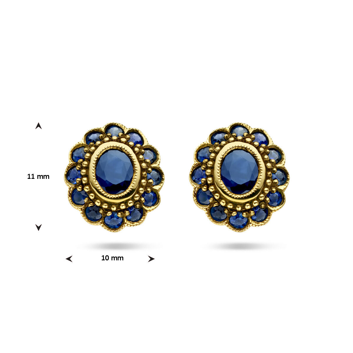 pendientes de botón zafiro 14K oro amarillo