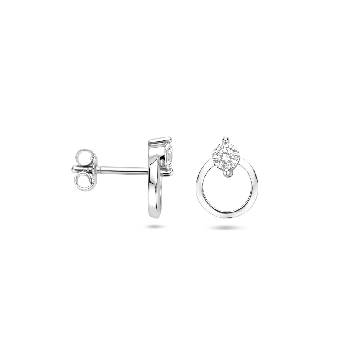 pendientes de botón circonita 10,5 mm plata rodiada