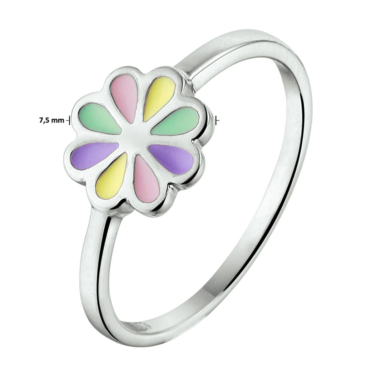 anillo flor plata rodiado