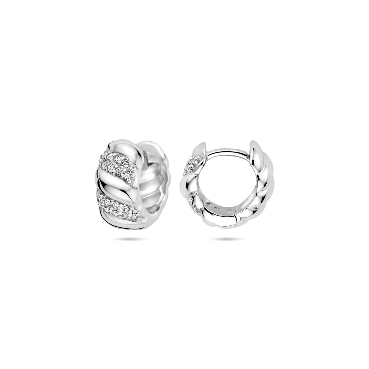 aros de circonita retorcidos 6 mm plata rodiada