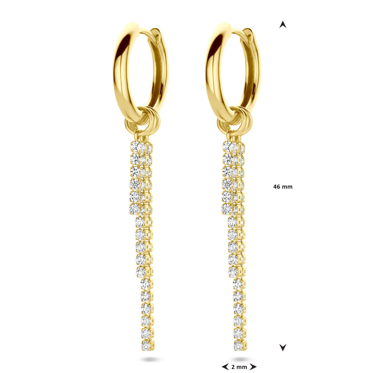 aros de zircón 46 mm 1 micrón plata chapado en oro amarillo
