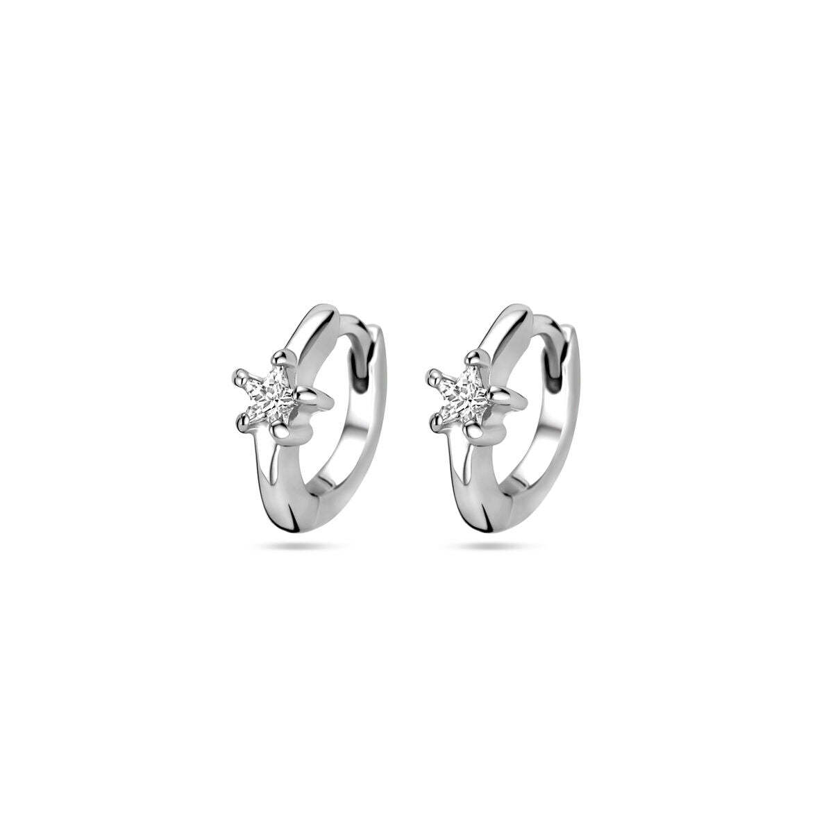 Pendientes de aro de plata rodiada de 10,5 mm con zirconias brillantes.