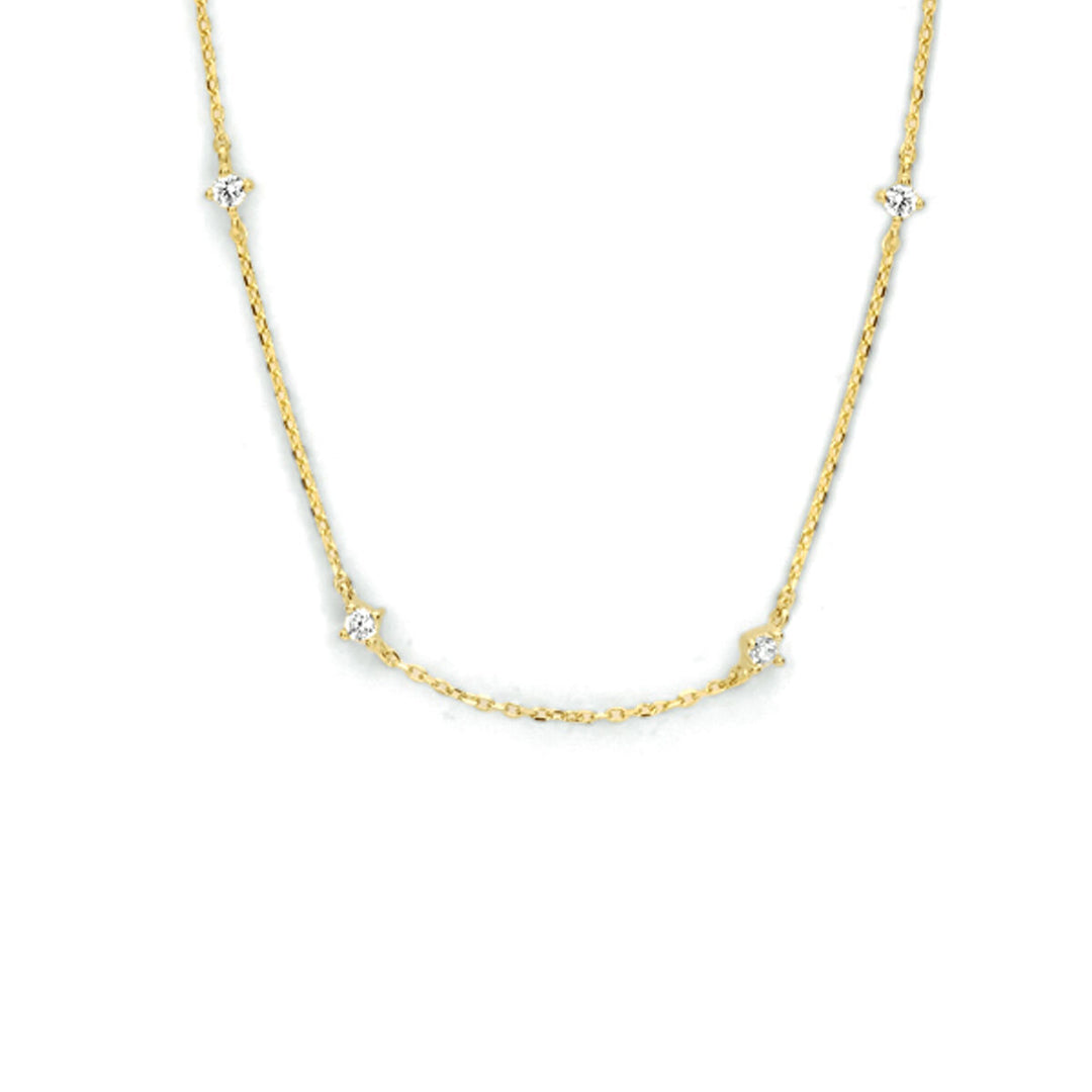 collier zirkonia 40 - 42 - 44 cm 14K geelgoud
