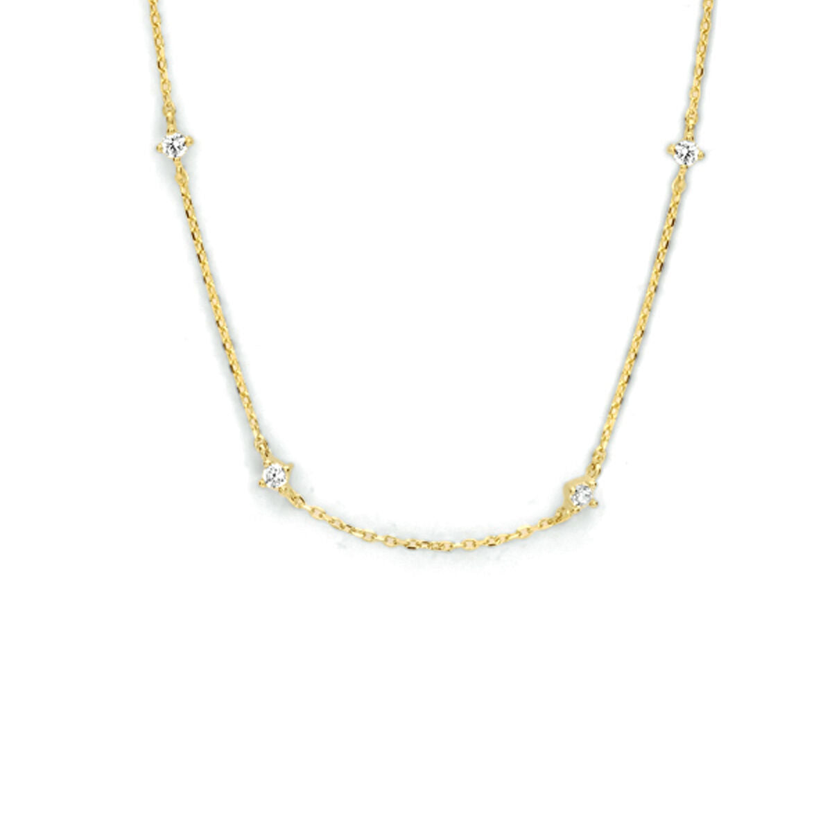 collar de zircón 40 - 42 - 44 cm oro amarillo 14K