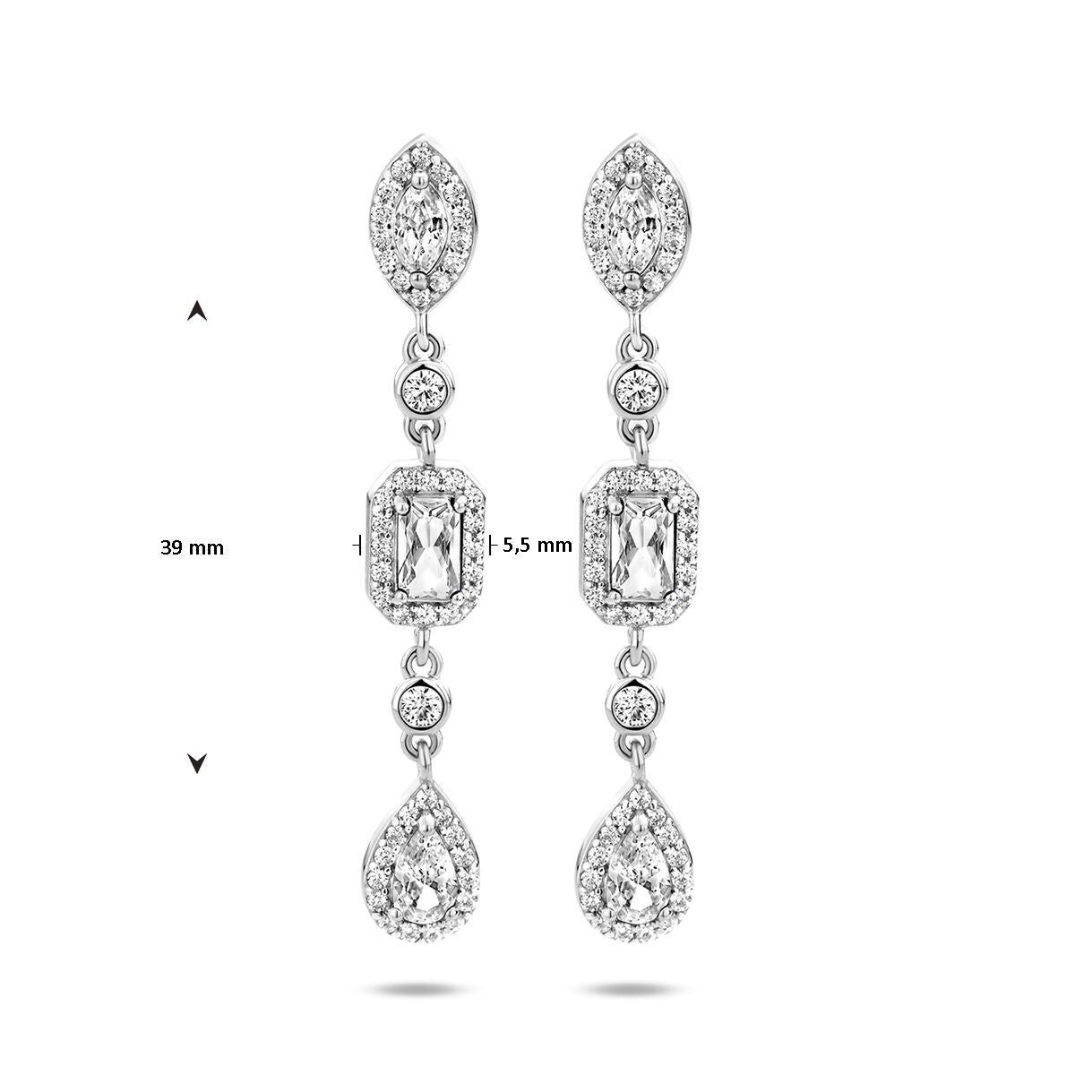 pendientes de circonita plata rodiada