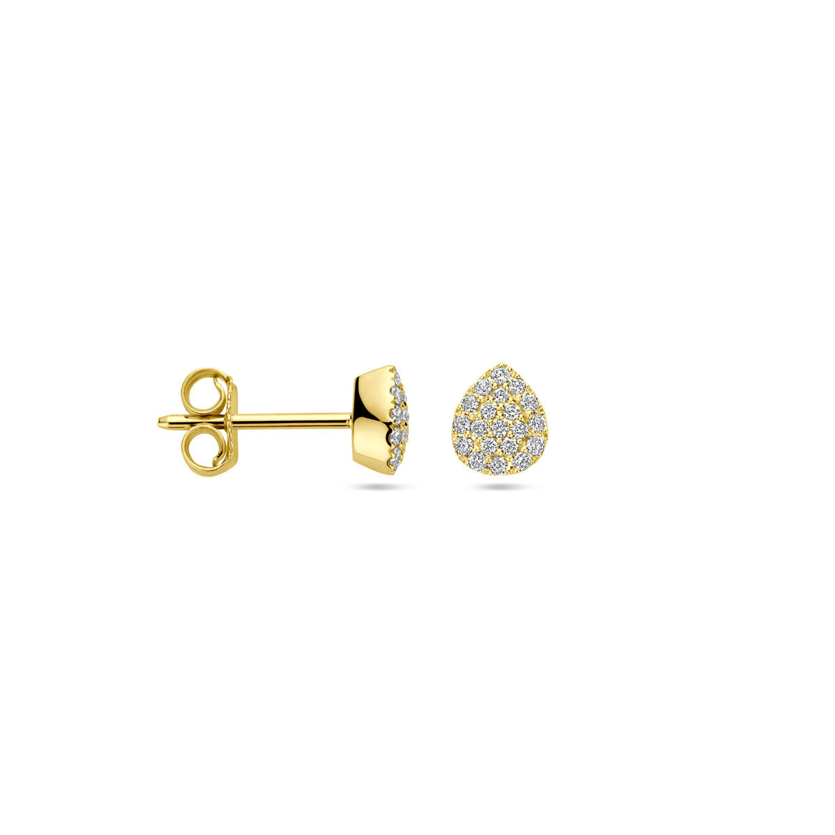pendientes de botón gota diamante 0.21ct (2x 0.105ct) h si 6 mm oro amarillo