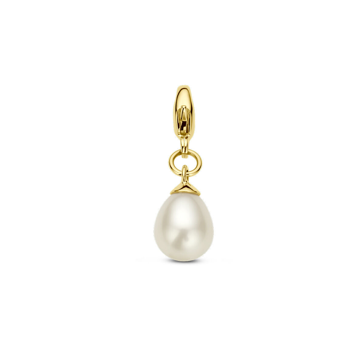 Colgante de perla en oro amarillo de 14 quilates con forma de gota.