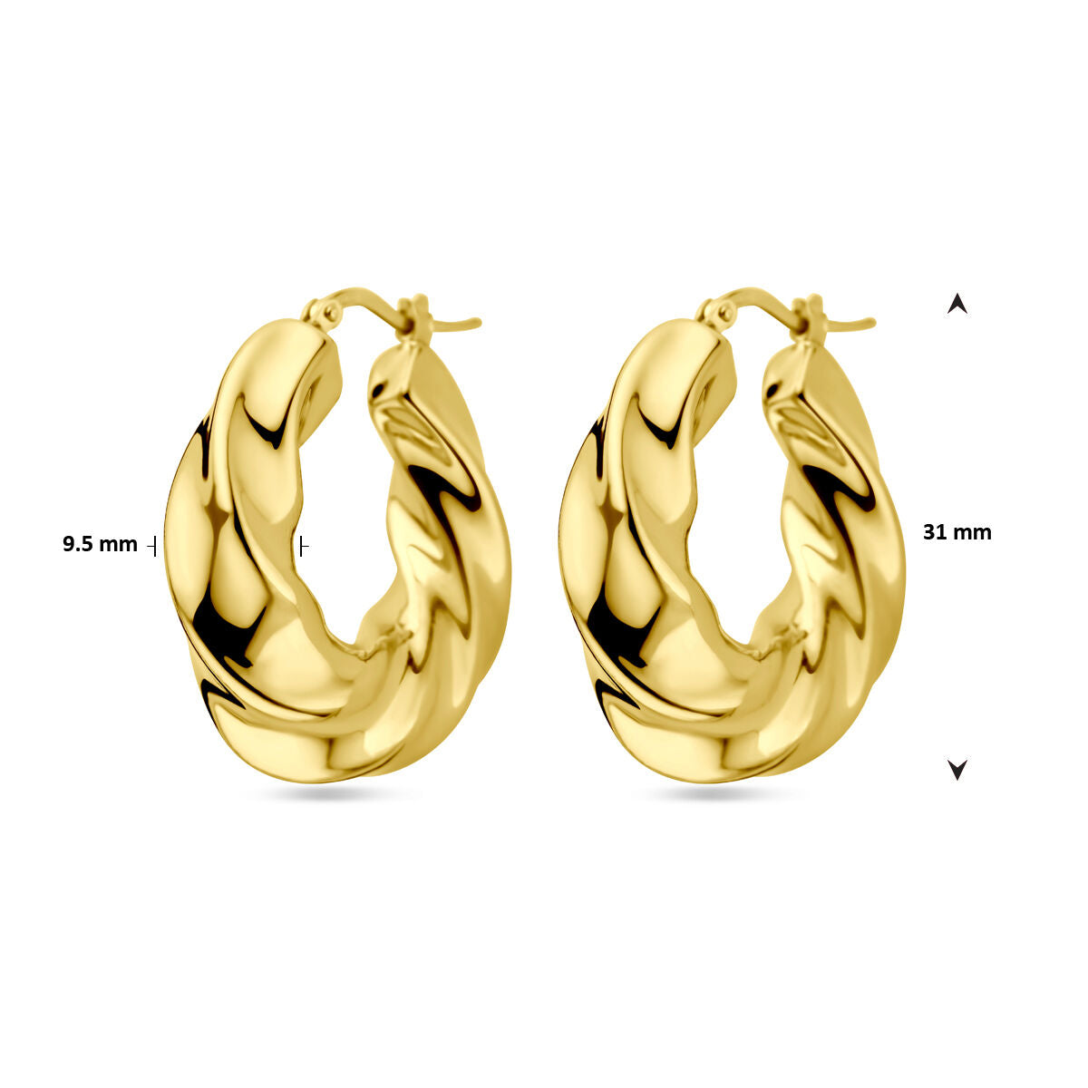 aros retorcidos 1 micrón plata chapado en oro amarillo