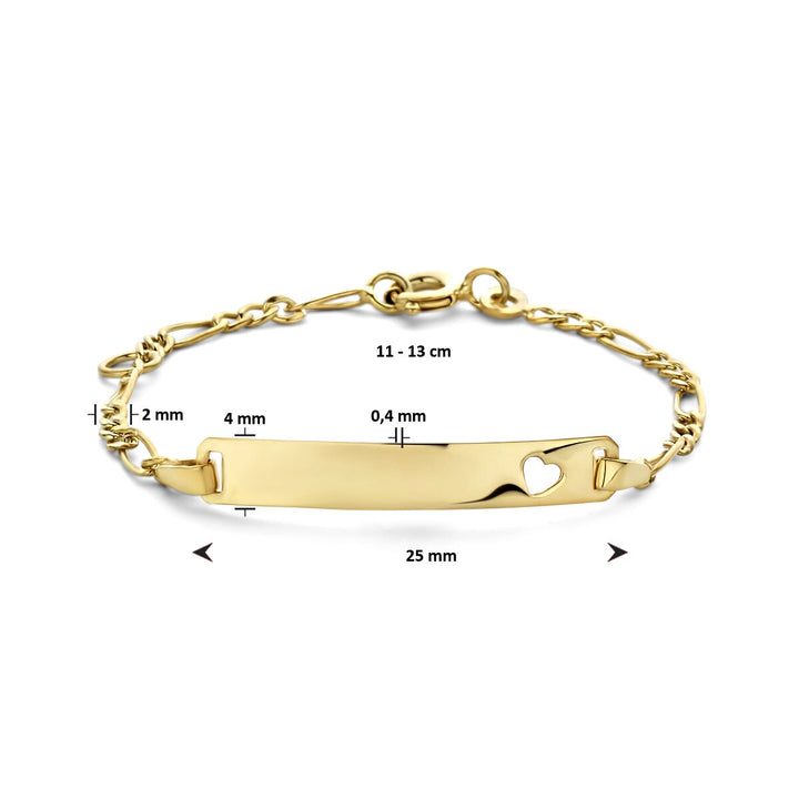 9k graveerarmband hart plaat 4,0 mm 9 Karaat
