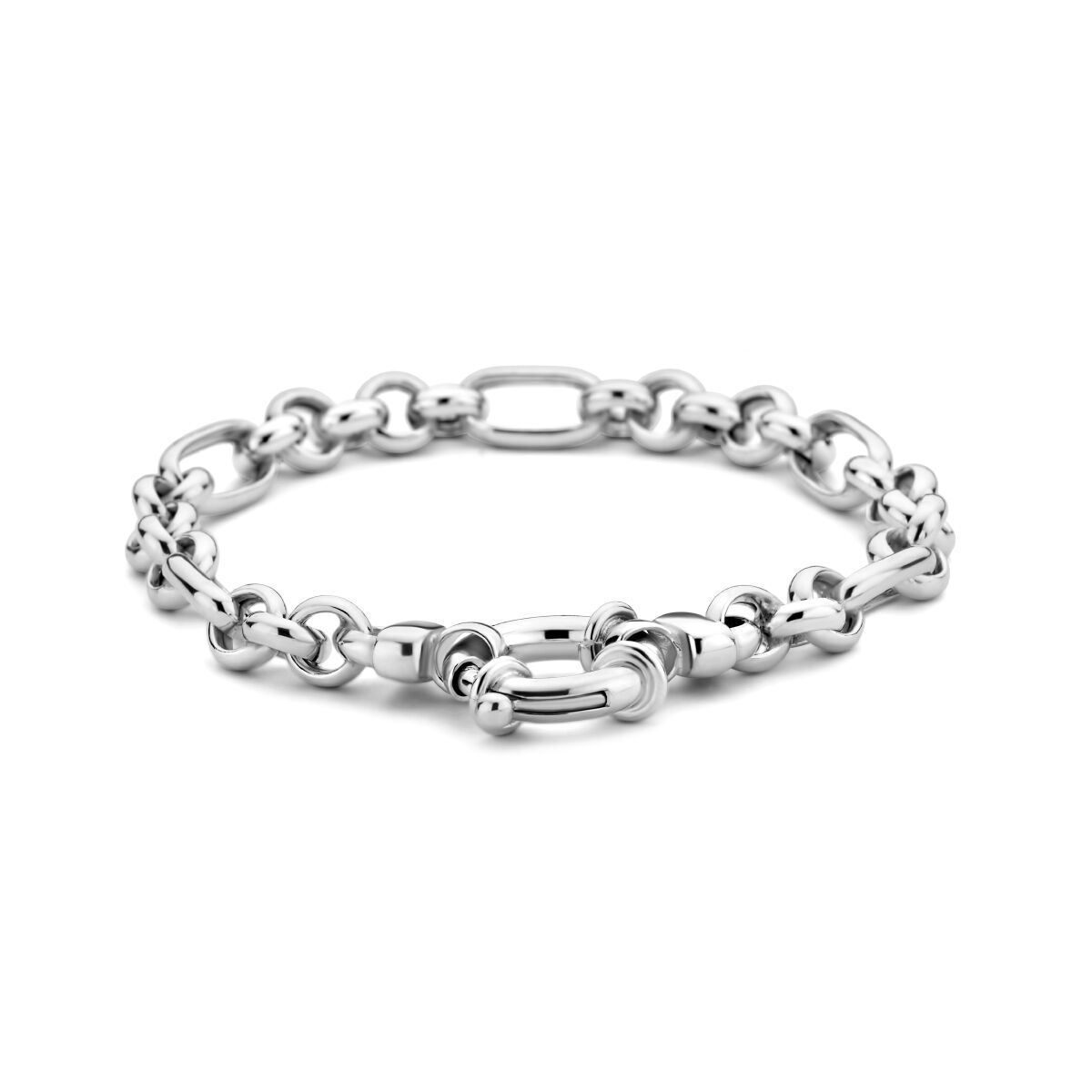Pulsera de plata con acabado rodiado, de 19,5 cm y 7,0 mm, con un gran cierre de muelle.