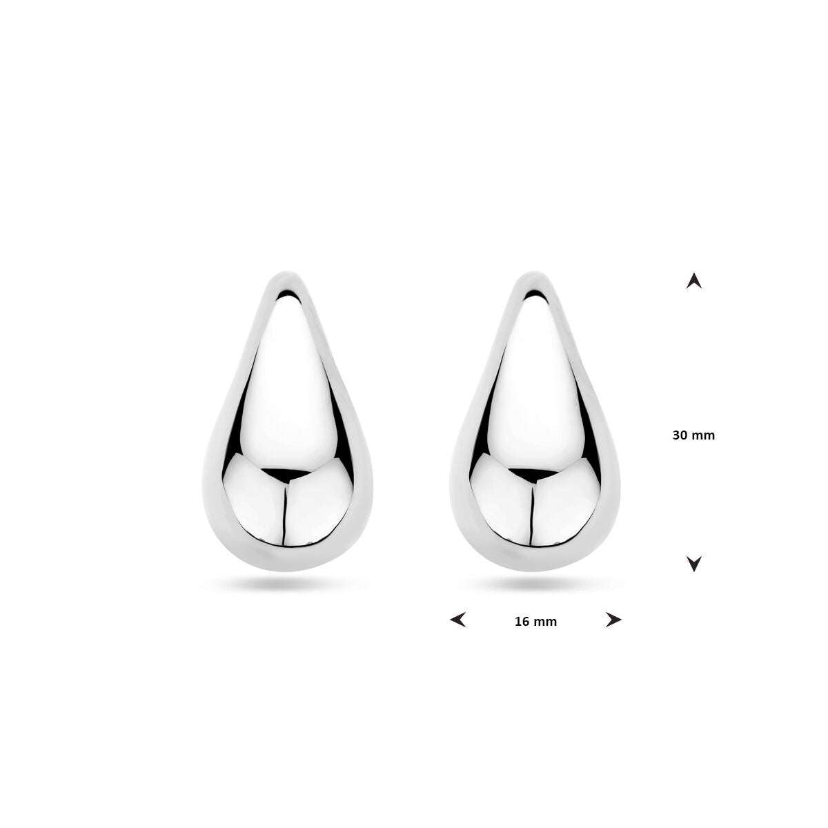 pendientes de botón gota 30 mm plata rodiada