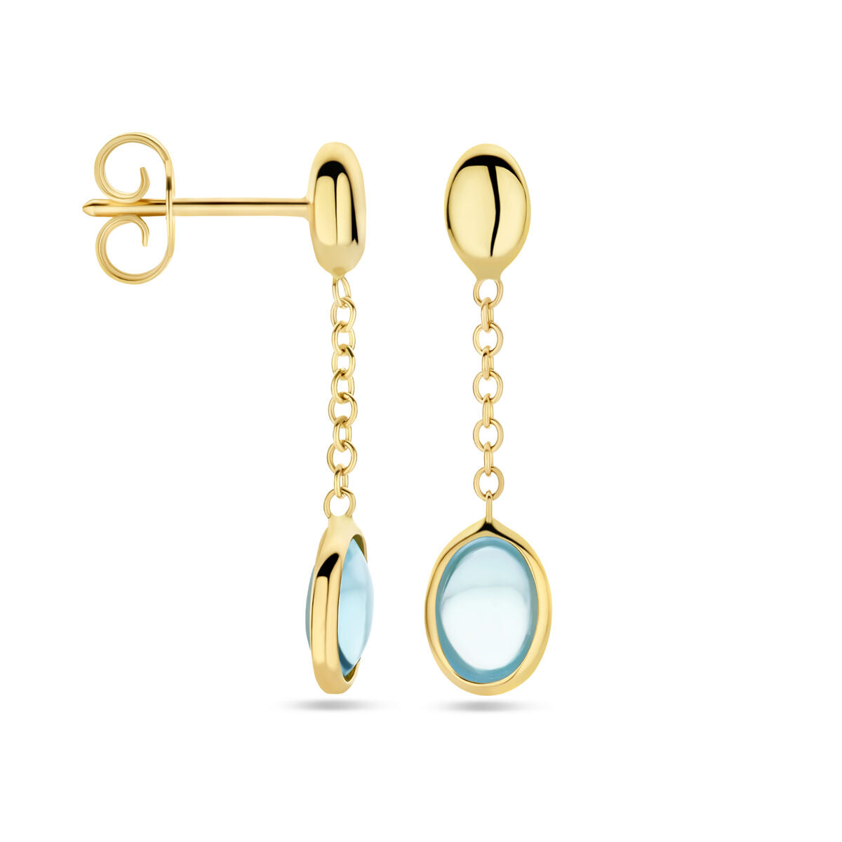 pendientes topacio azul 26 mm 14K oro amarillo