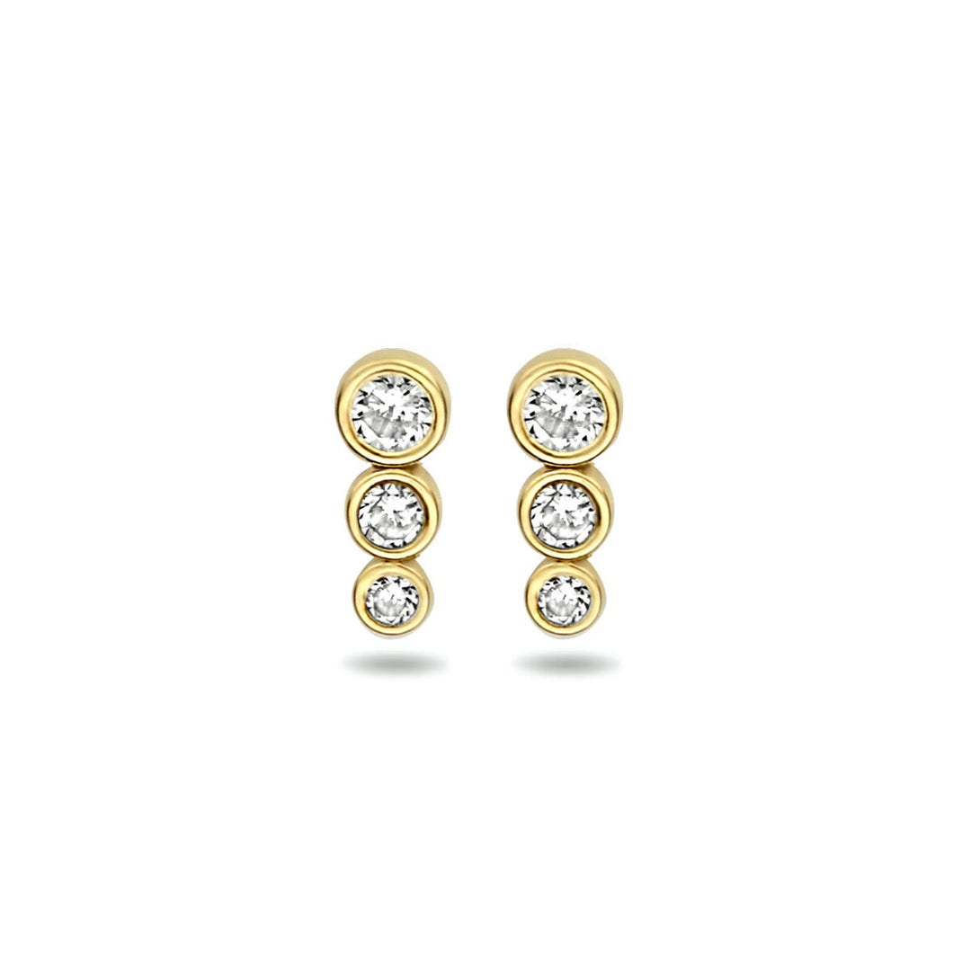 oorknoppen zirkonia 14K geelgoud