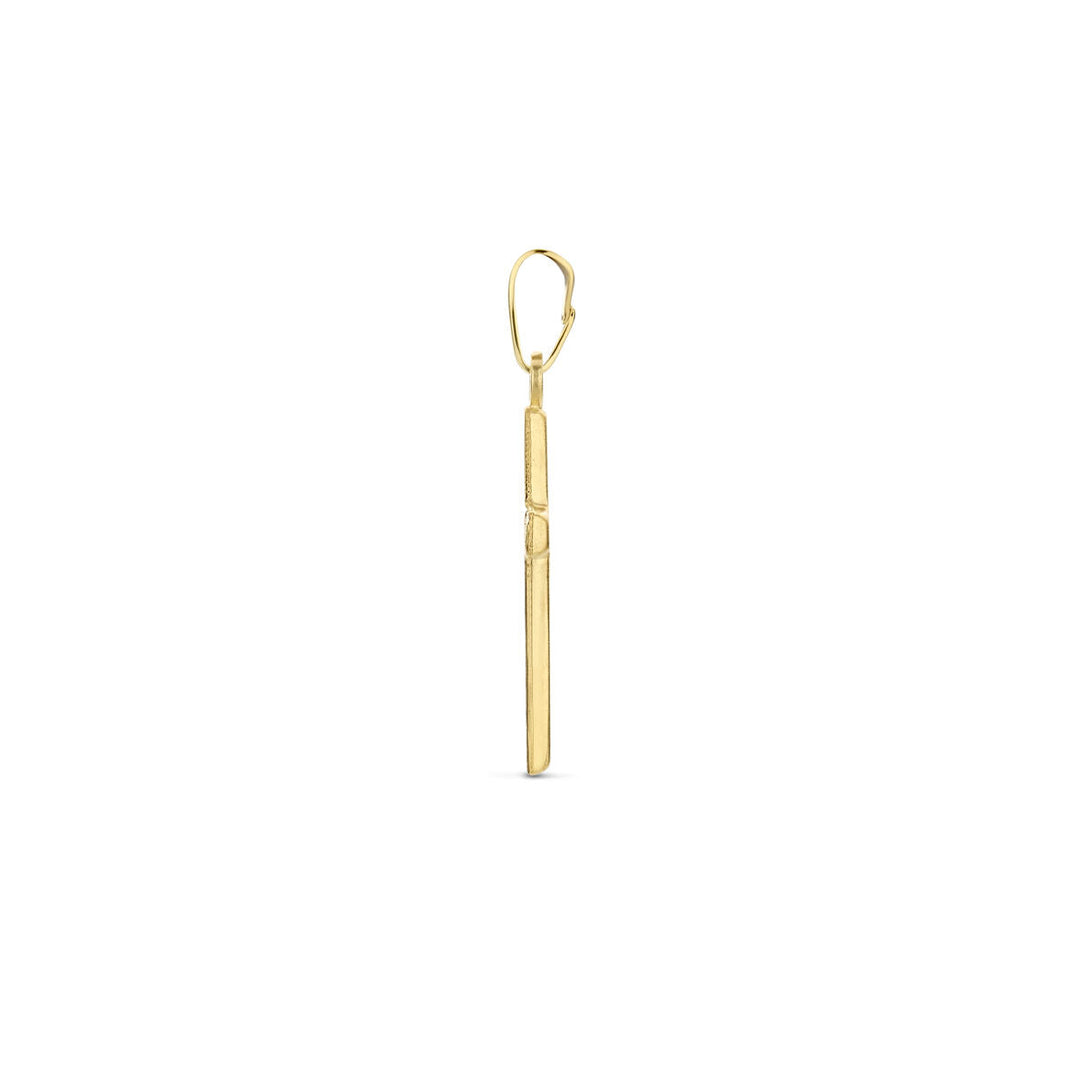 hanger kruis gehamerd 18 mm 14K geelgoud