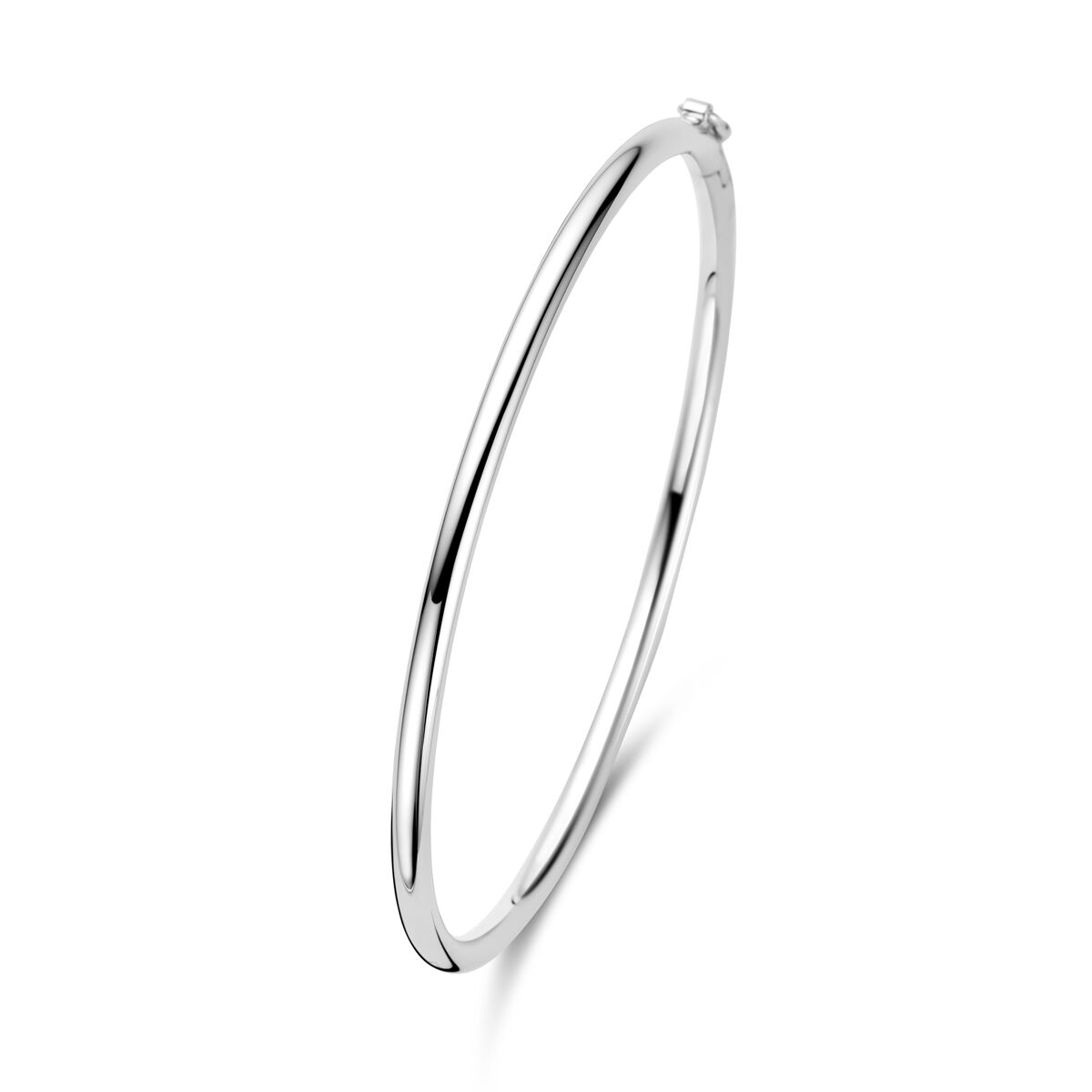 Brazalete de tubo redondo de 3 x 60 mm en plata rodiada.