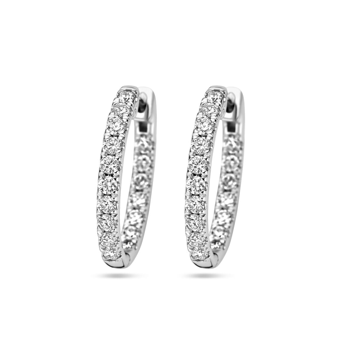 Pendientes de aro de oro blanco de 14K con diamantes lab-grown de 0.96 ct (2x 0.48 ct).