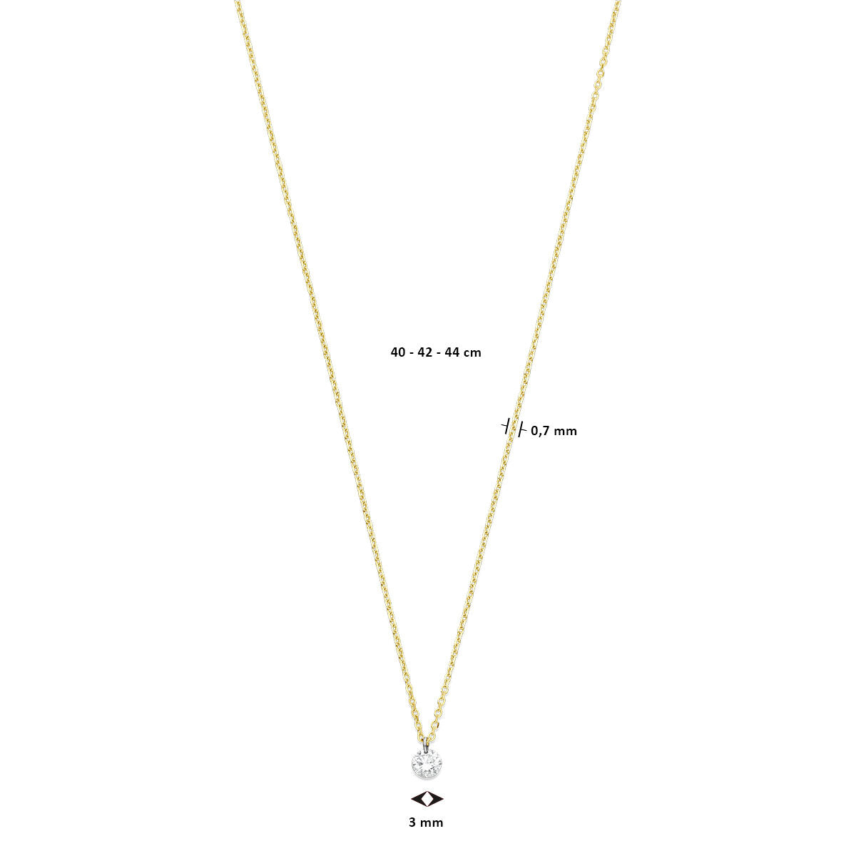 collar diamante 40 – 42 – 44 cm 0.10ct g si 18K oro amarillo