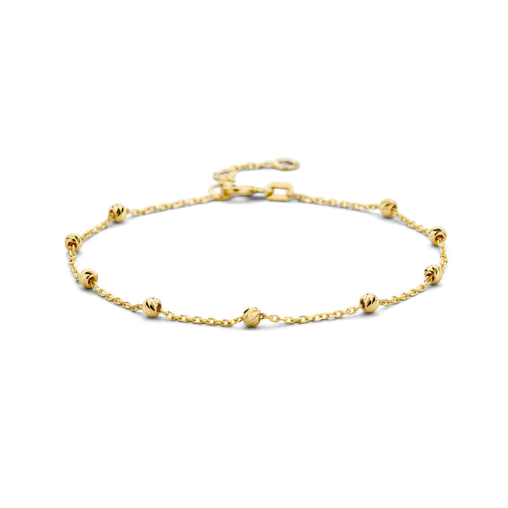 Gouden armband dames bolletjes gediamanteerd 14K