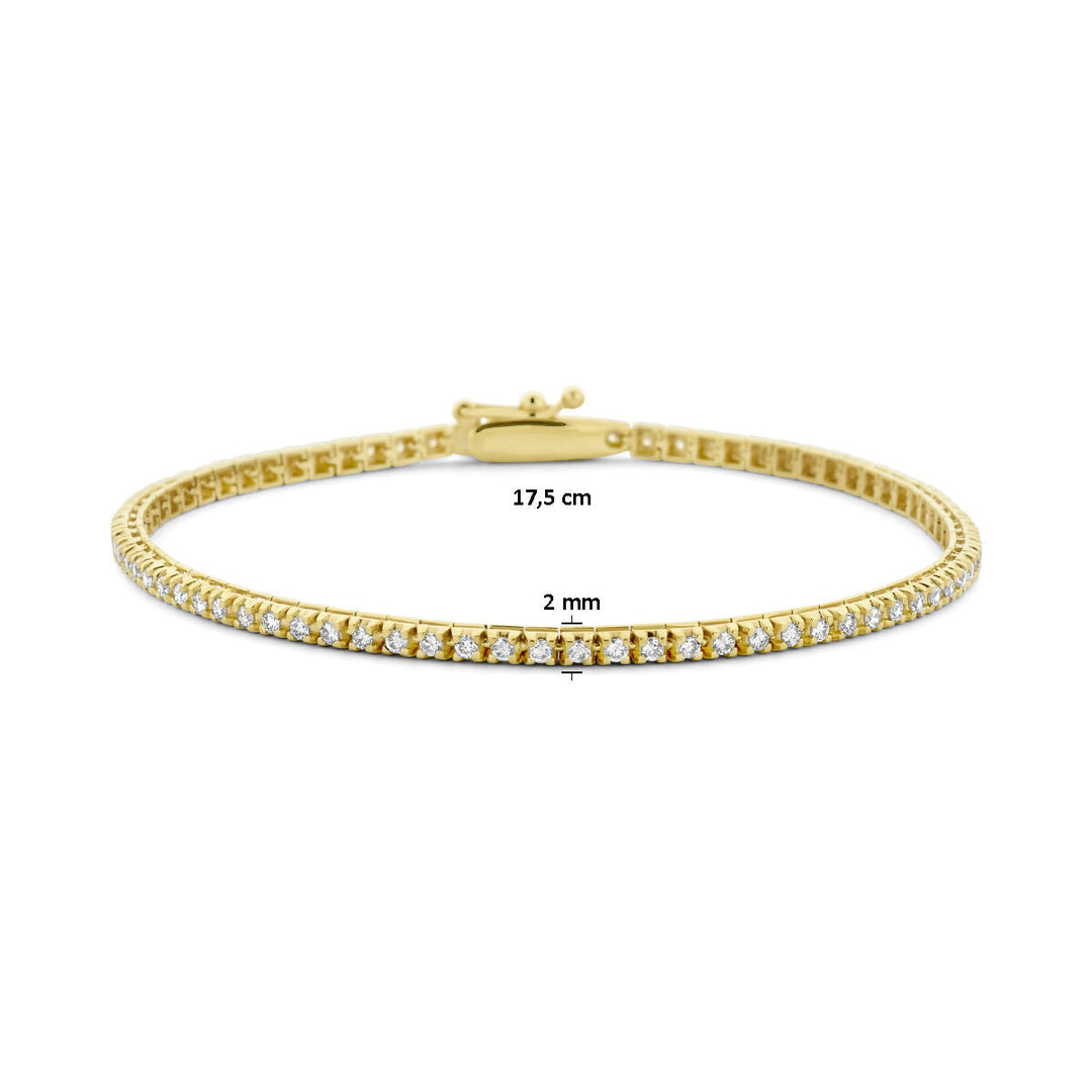 tennisarmband lab grown diamant 1.00ct g si 2,0 mm 17,5 cm 14K geelgoud