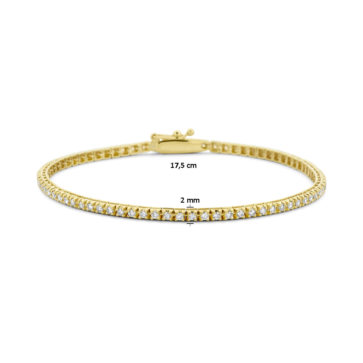 pulsera de tenis diamante cultivado en laboratorio 1.00ct g si 2,0 mm 17,5 cm 14K oro amarillo
