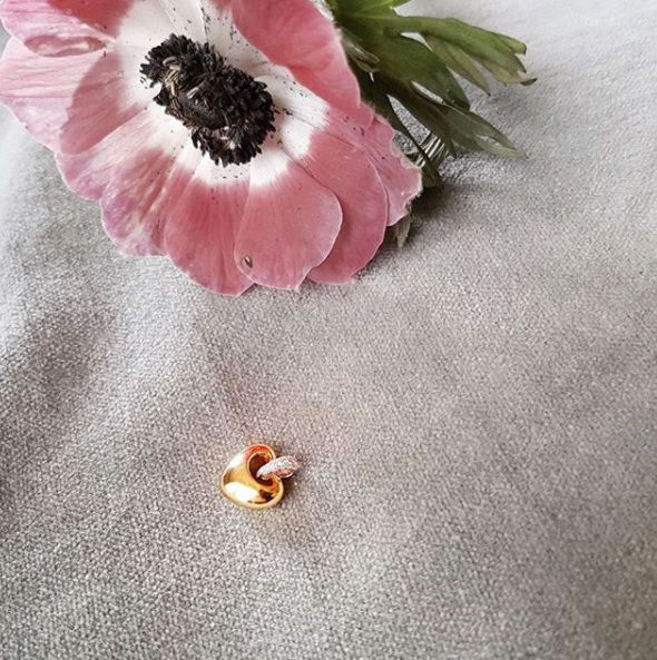 Colgante de corazón en oro amarillo con brillante - 14 quilates - 0,05 crt diamante