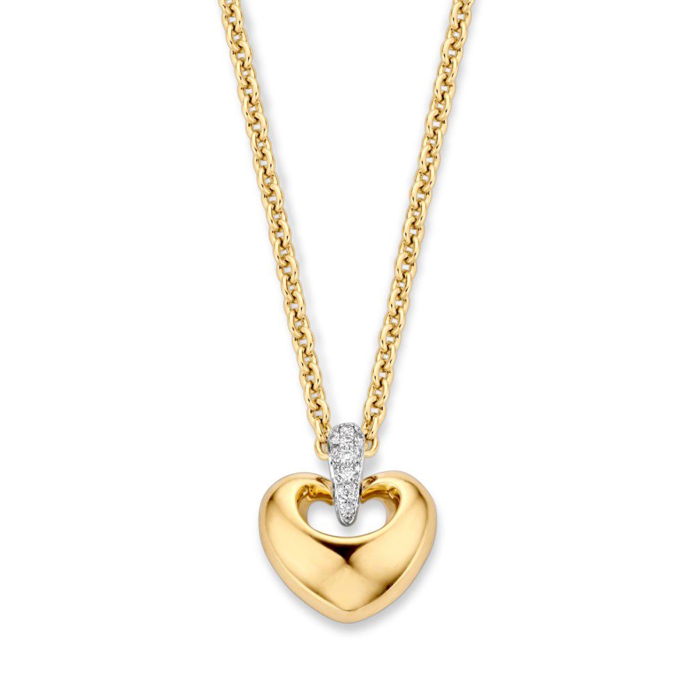 Colgante en forma de corazón de oro amarillo de 14 quilates con diamante de 0,05 crt.
