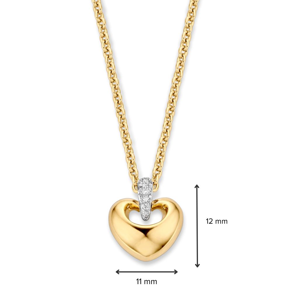 Colgante de corazón en oro amarillo con brillante - 14 quilates - 0,05 crt diamante