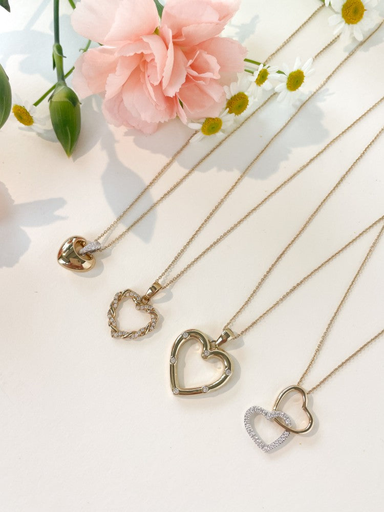 Colgante de corazón en oro amarillo con brillante - 14 quilates - 0,05 crt diamante