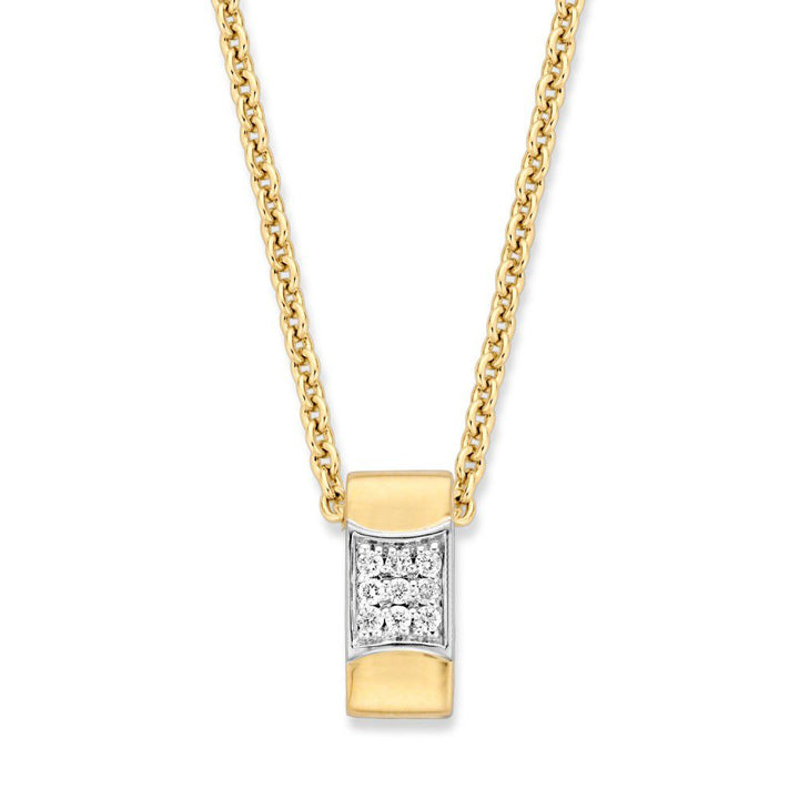 Geelgouden hanger met diamant in pavézetting - 14 karaat - 0,10 crt diamant
