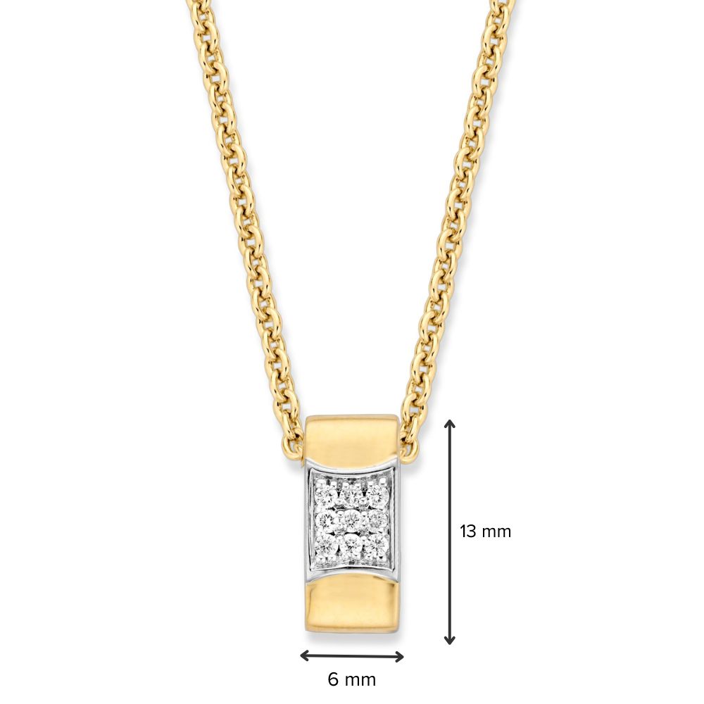 colgante de oro amarillo con diamante en engaste pavé - 14 quilates - 0,10 crt diamante