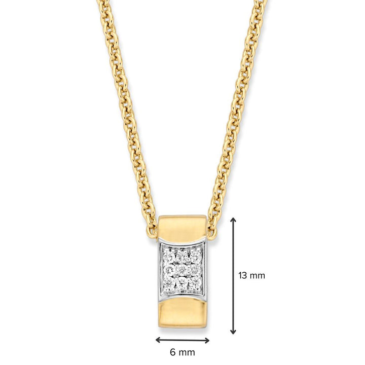 Geelgouden hanger met diamant in pavézetting - 14 karaat - 0,10 crt diamant