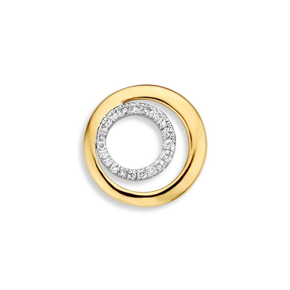 Colgante bicolor de oro blanco y amarillo con diamante brillante de 0.11 quilates.