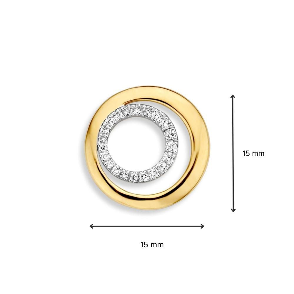 Colgante Bicolor de Oro Blanco y Oro Amarillo con Diamante Brillante de 0.11 Quilates – Oro de 14 Kilates