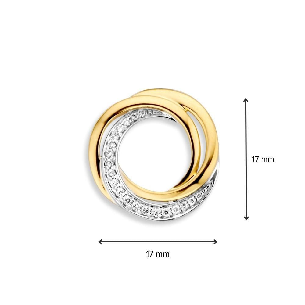 Colgante bicolor de oro blanco y oro amarillo con diamante – 14 quilates, 0.11 quilates brillante
