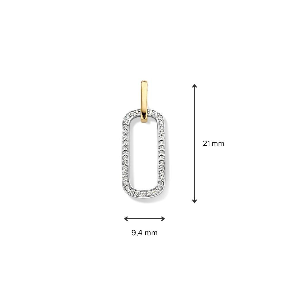 Colgante de diamantes con diseño llamativo - Colgante de oro amarillo/blanco de 14 quilates - 0,14 crt diamante