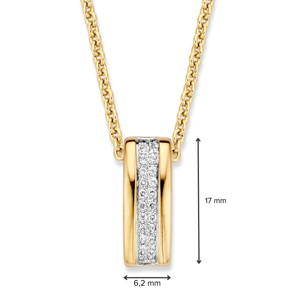 Colgante bicolor de oro amarillo y oro blanco con diamantes en pavé - 14 quilates - 0,14 crt diamante