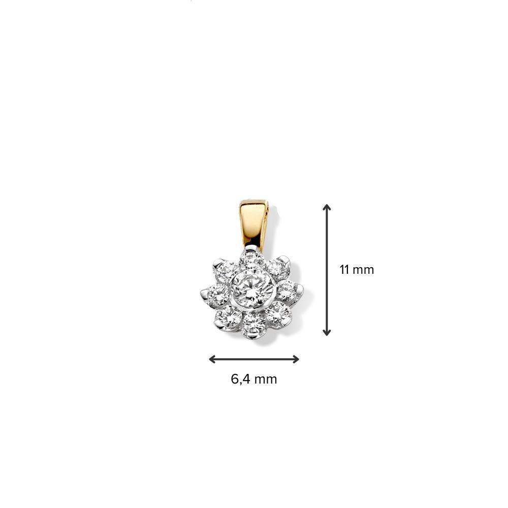 colgante de oro amarillo con diamante brillante - 14 quilates - 0,21 crt diamante