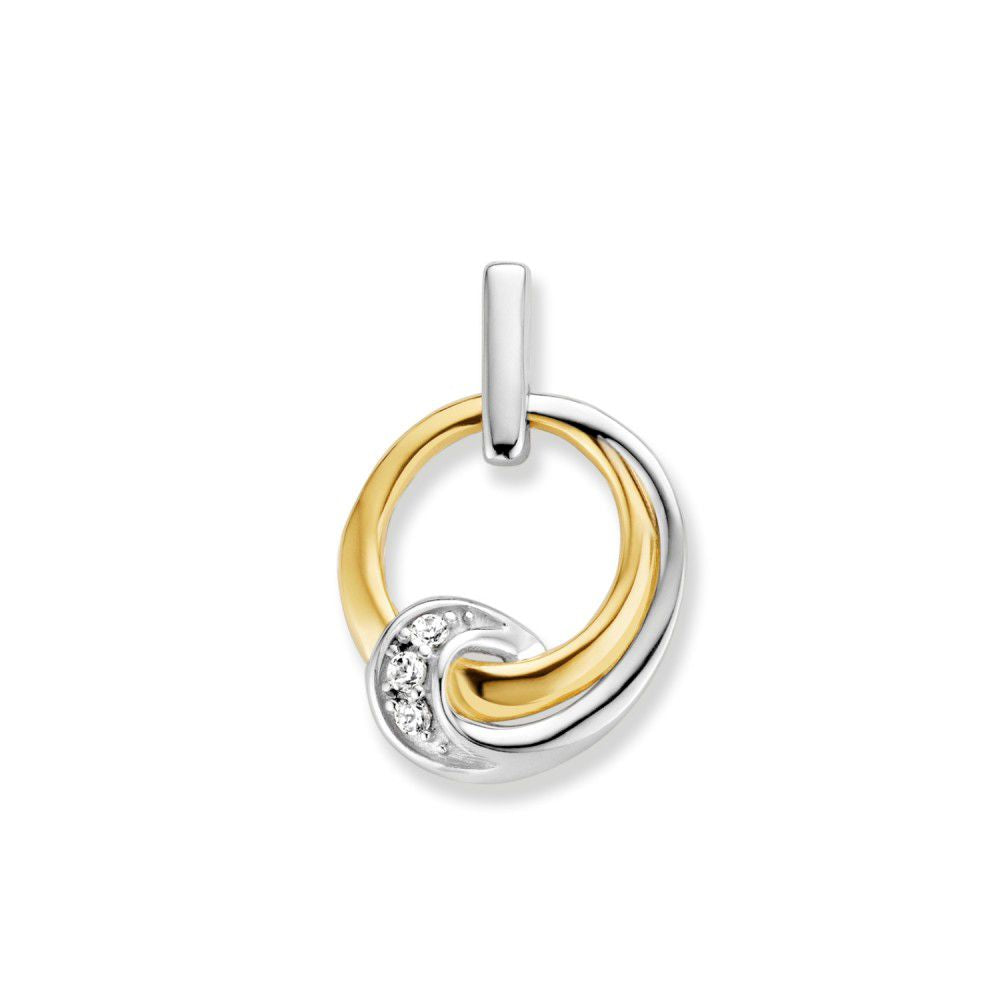 Bicolor Wit- en Geelgouden Hanger met Zirkonia – Elegant en Verfijnd