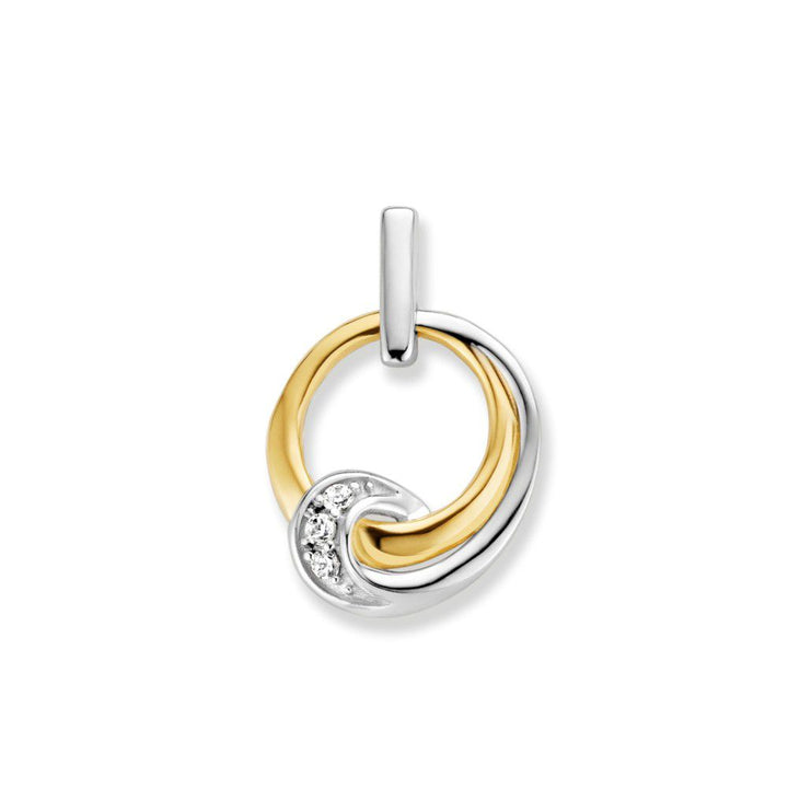 Bicolor Wit- en Geelgouden Hanger met Zirkonia – Elegant en Verfijnd