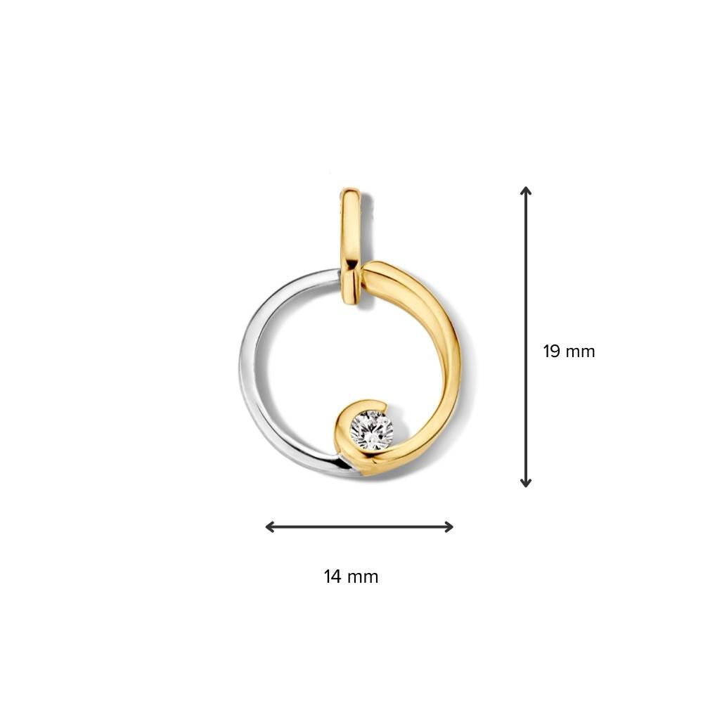Colgante bicolor de oro blanco y oro amarillo con circonitas