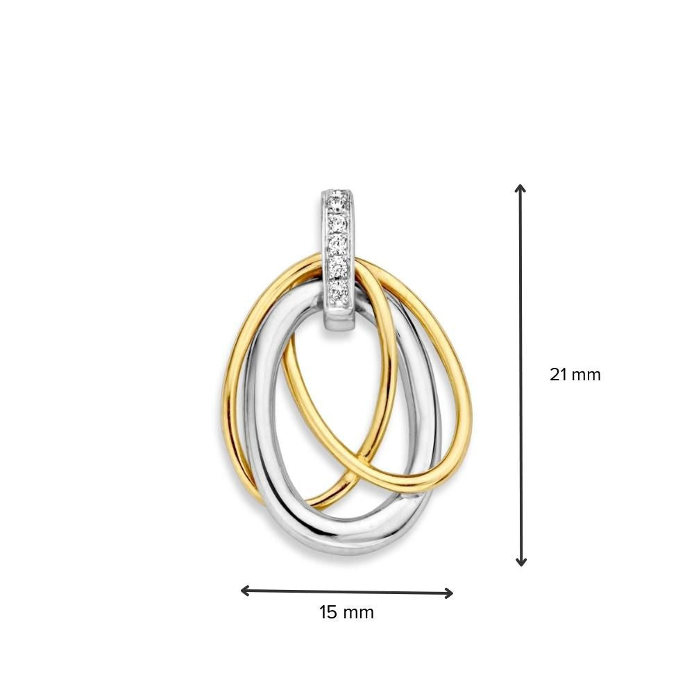 Colgante Bicolor de Oro con Circonitas – Elegante Combinación de Oro Amarillo y Oro Blanco