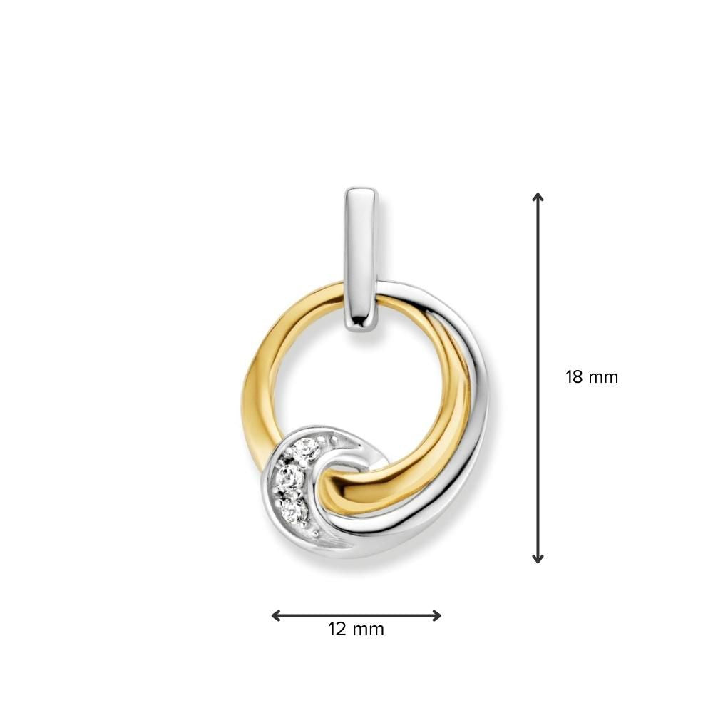 Colgante bicolor de oro blanco y oro amarillo con circonitas – Elegante y refinado